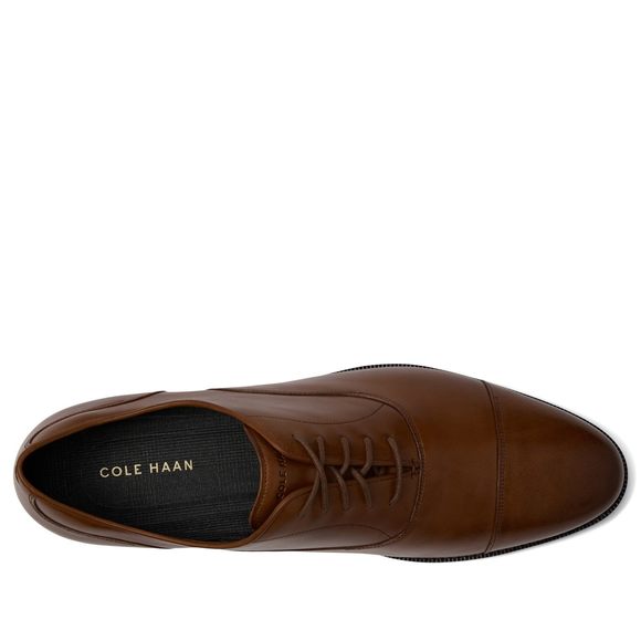 NEW COLE HAAN MEN'S BROADWAY CAP TOE OXFORDS, BRITISH TAN/DARK CHOCOLATE, 11.5 - Picture 3 of 6